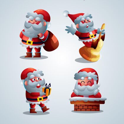 节日卡通圣诞老人人物集传统快乐文化