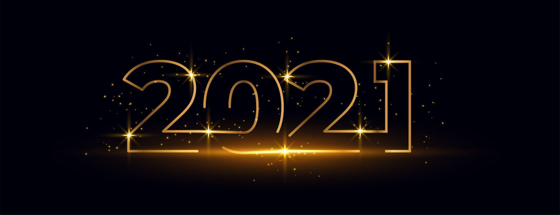 季节2021新年快乐金色闪亮文字横幅设计问候节日新年
