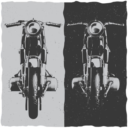车库摩托车t恤标签设计与经典摩托车插图摇杆道路驾驶