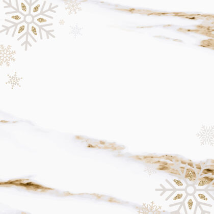 圣诞快乐大理石背景上的雪花 奢华风格快乐干净装饰