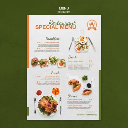 美味餐厅特别菜单打印模板菜肴烹饪健康