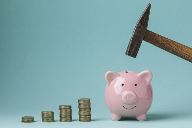 投资前视图金融元素与粉红色小猪银行支付分析战略
