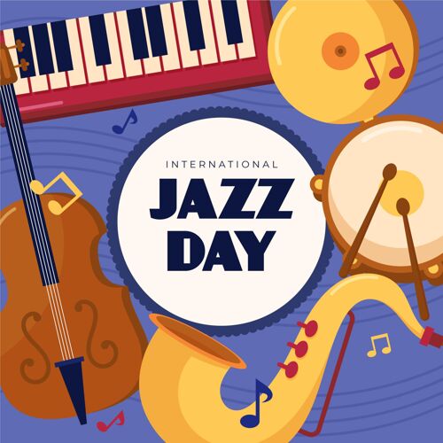 4月30日平面国际爵士日插画平面设计爵士乐乐器