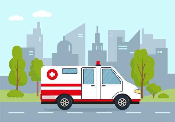医生救护车在城里诊所交通医院