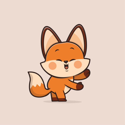 狐狸可爱的动物狐狸扁平卡瓦伊卡通