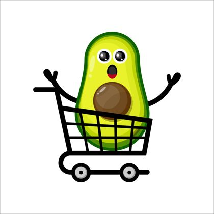 超市鳄梨购物车吉祥物字符标志吉祥物标志零售营养