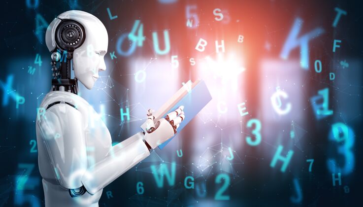 机械三维机器人人形插图读物半机械人思维智能