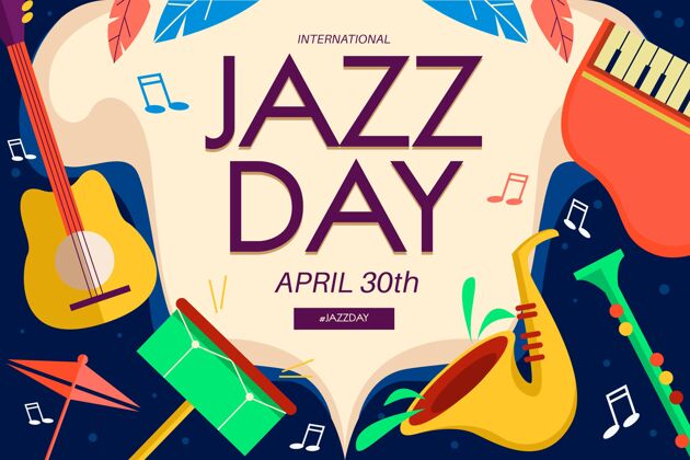 乐器平面国际爵士日插画文化音乐会爵士乐