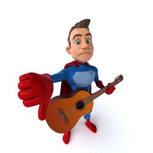 超级英雄有趣的超级英雄的有趣插图音乐歌手吉他