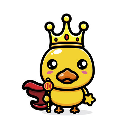 宠物戴着王冠的可爱鸭子绘画上帝领袖