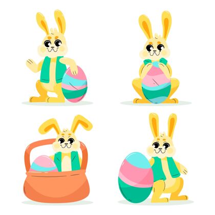 纪念手绘复活节兔子系列插图分类兔子