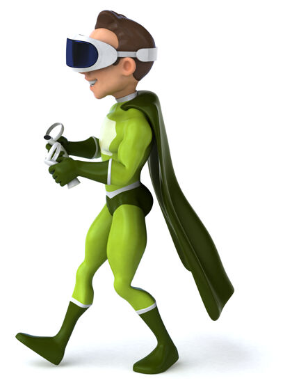 游戏一个超级英雄与虚拟现实头盔有趣的插图超级英雄虚拟现实网络