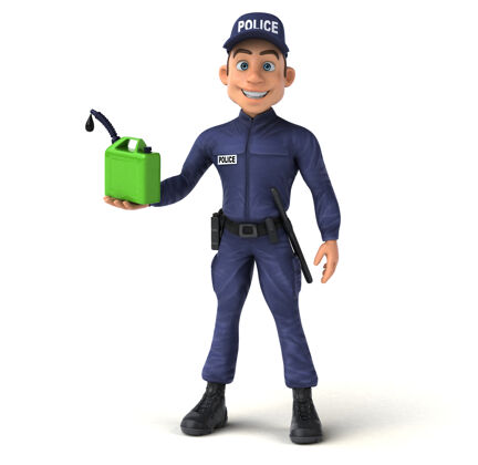 回收卡通警察的有趣插图能源犯罪法律