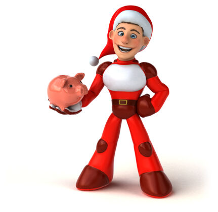 金融有趣的超级圣诞老人插画正义钱能源