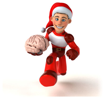 正义有趣的超级圣诞老人插画大脑心灵超级