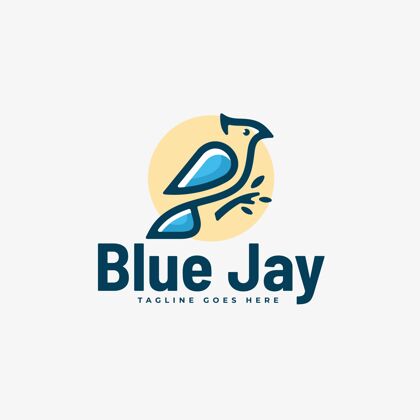 公司标志插图蓝色杰伊简单吉祥物风格标志鸟动物