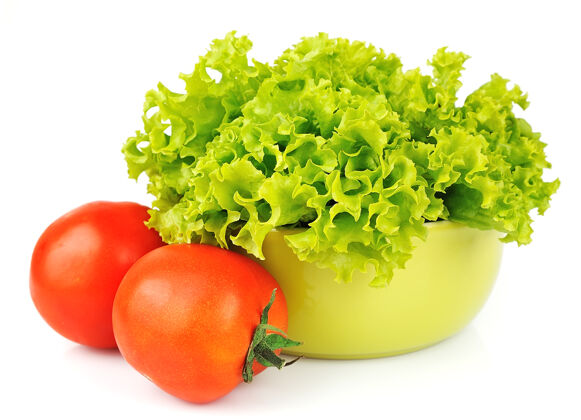 沙拉沙拉生菜和西红柿在白色番茄蔬菜健康