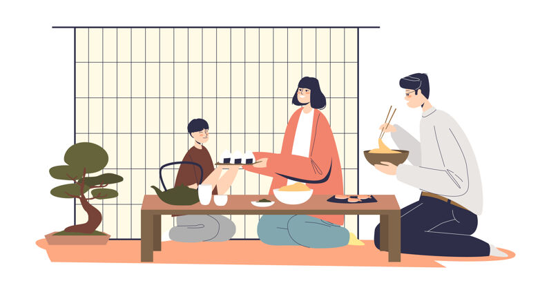 筷子日本家庭一起吃饭父母与世隔绝传统孩子日本