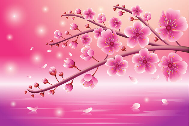著名粉色背景 浅色樱花日本地标花园
