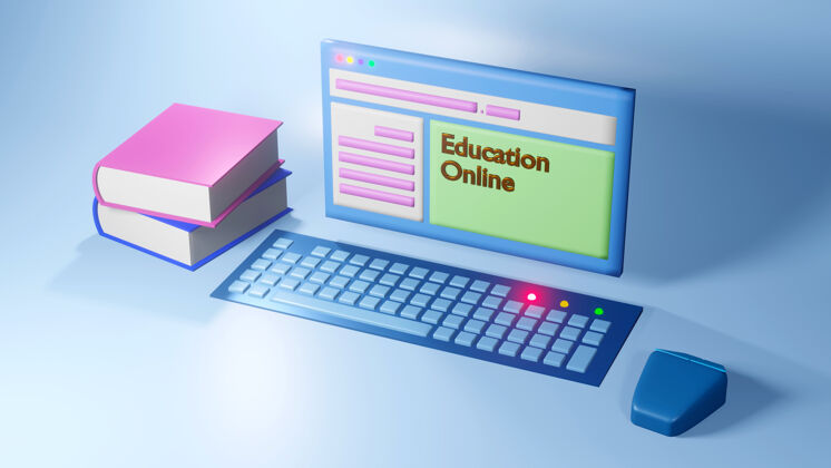 技术数字在线教育 电脑套装和蓝皮书教科书在线学习显示器