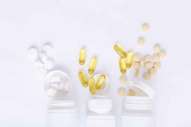 药物各种药丸 片剂和胶囊上都有白色补充科学保健
