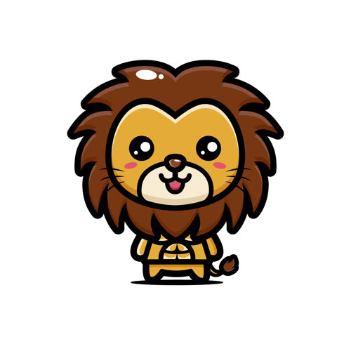 动物可爱的狮子强壮有力卡通强壮肌肉