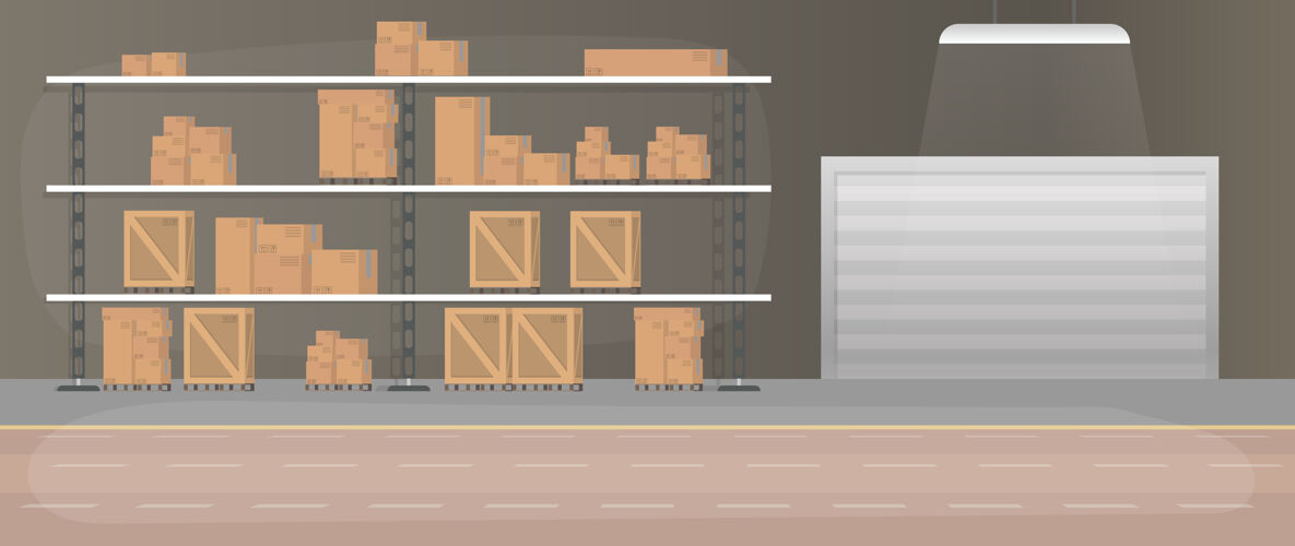邮件大型仓库抽屉架带抽屉和纸箱盒货物写实工业