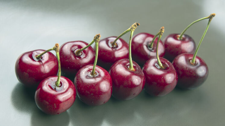 成熟新鲜樱桃浆果健康食物早餐水果的植物.水果甜点宏观的食物樱桃