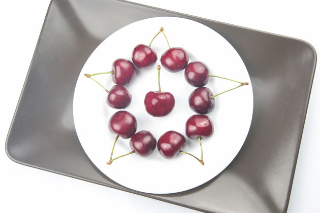 配料多汁的樱桃浆果躺在白色的床上健康版食物早餐水果的植物.水果甜点植物学市场美味