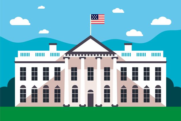 公寓白宫平面设计插画华盛顿住所房子
