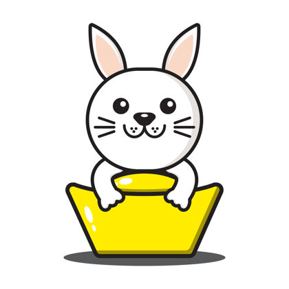吉祥物可爱的兔子中国十二生肖隔离在白色动物兔子十二生肖