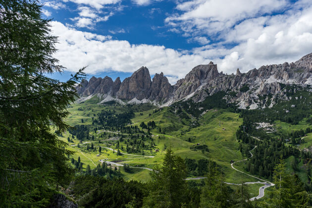 自然意大利阿尔卑斯山的山景户外意大利风景