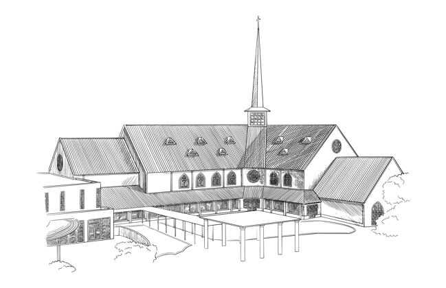 素描手绘建筑插图设计素描大教堂教堂