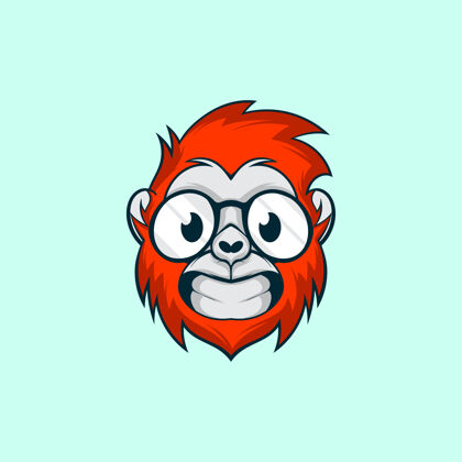 人物可爱的猴子头戴眼镜插图素描卡通猴子