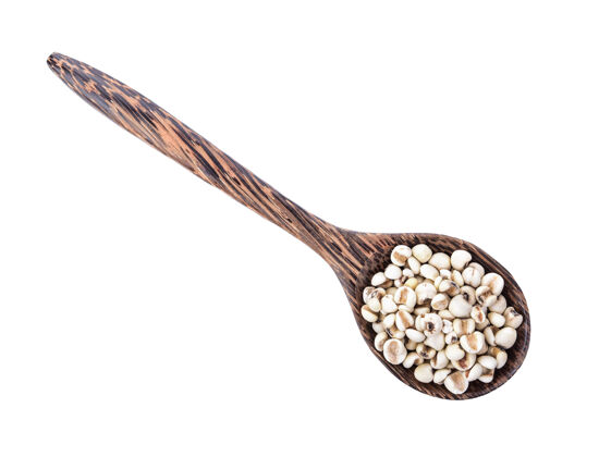 堆白底木勺小米小米谷物健康