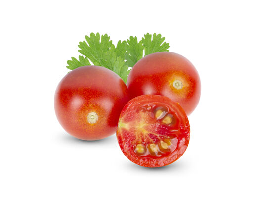 配料西红柿和芫荽叶隔离在白色蔬菜番茄新鲜