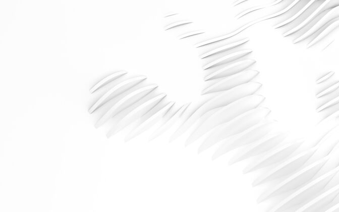 波浪抽象曲线形状白色圆形背景.摘要背景3d插图形状复制三维