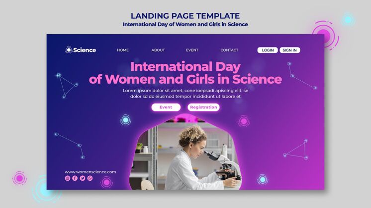 科学国际妇女和女孩科学日登陆页面模板与女科学家一起庆祝妇女权利技术技术