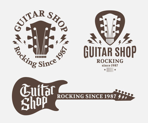 音频一套吉他店的标志硬摇滚音乐摇滚