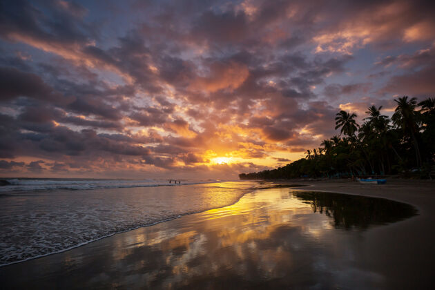 加勒比海哥斯达黎加美丽的热带太平洋海岸美国全景太平洋