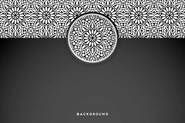 几何几何曼荼罗背景花卉主题黑白