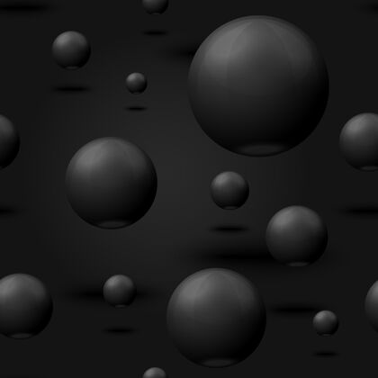 玻璃三维逼真的黑色大理石球无缝模式物体光泽球