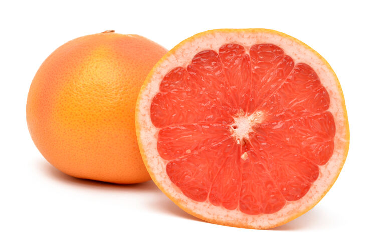 刷新白色表面上的葡萄柚早餐柑橘部分