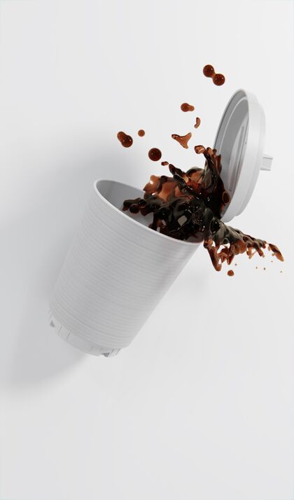 飞溅各种纸咖啡杯与咖啡飞溅杯子组成