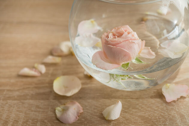 水疗斯堪的纳维亚玫瑰现代玻璃花瓶爱开花花