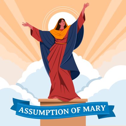神圣假设玛丽插画教手绘圣母玛利亚