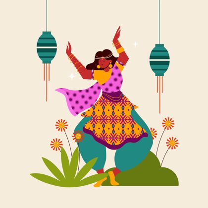 庆祝天节插画印度教女人印度