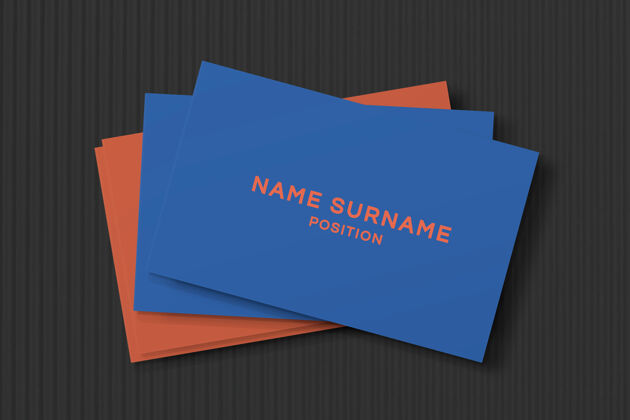 前视图简单的名片设计在蓝色和橙色与前 后视图公司名称名片业务