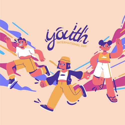 青年手绘国际青年节插画国际青年节人物意识