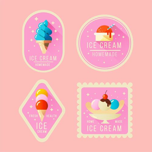 标签扁平冰淇淋标签系列美味甜点标签收集